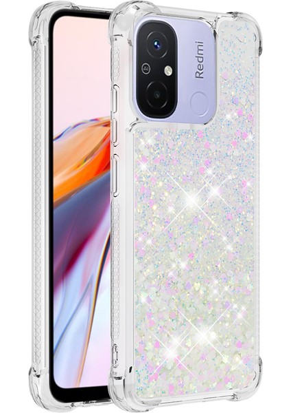 Xiaomi Redmi Için 12C 4G/11A 4g Işıltı Akan Sıvı Kasa Tpu Şok Geçirmez Telefon Kapak Lazer/kalpleri (Yurt Dışından) modelleri