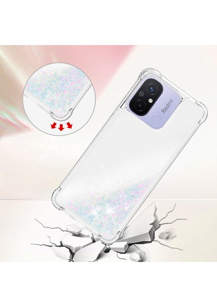 Xiaomi Redmi Için 12C 4G/11A 4g Işıltı Akan Sıvı Kasa Tpu Şok Geçirmez Telefon Kapak Lazer/kalpleri (Yurt Dışından) fırsatları