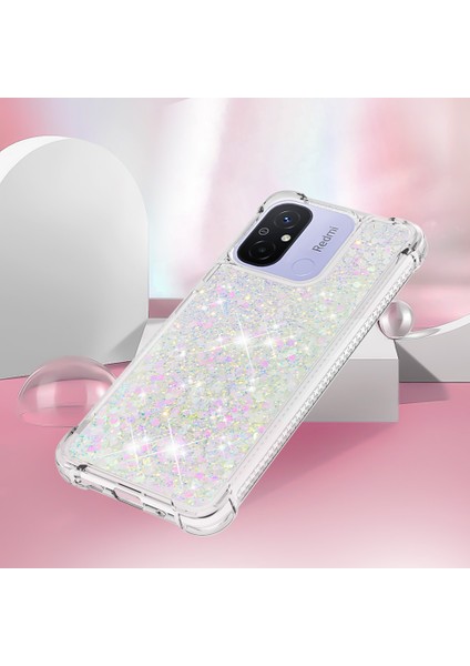 Xiaomi Redmi Için 12C 4G/11A 4g Işıltı Akan Sıvı Kasa Tpu Şok Geçirmez Telefon Kapak Lazer/kalpleri (Yurt Dışından) indirimleri