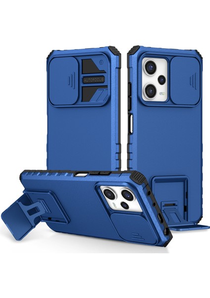 Xiaomi Redmi Için Kickstand Telefon Kılıfı Not 12 Pro 5g/note 12 Pro Speed ​​5g/poco X5 Pro 5g, Slayt Kamera Koruma Pc+Tpu Arka Kapak-Mavi (Yurt Dışından)