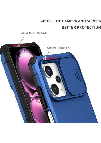 Xiaomi Redmi Için Kickstand Telefon Kılıfı Not 12 Pro 5g/note 12 Pro Speed ​​5g/poco X5 Pro 5g, Slayt Kamera Koruma Pc+Tpu Arka Kapak-Mavi (Yurt Dışından) fiyatları