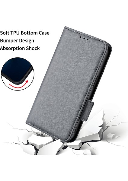 Xiaomi Redmi Için Poco F5 Pro 5g/redmi K60 Pro 5G/K60 5G/K60 Şampiyon Edition Şok Geçirmez Telefon Kasası Stand Cüzdan Litchi Doku Pu Deri Kapak Grey (Yurt Dışından) modelleri