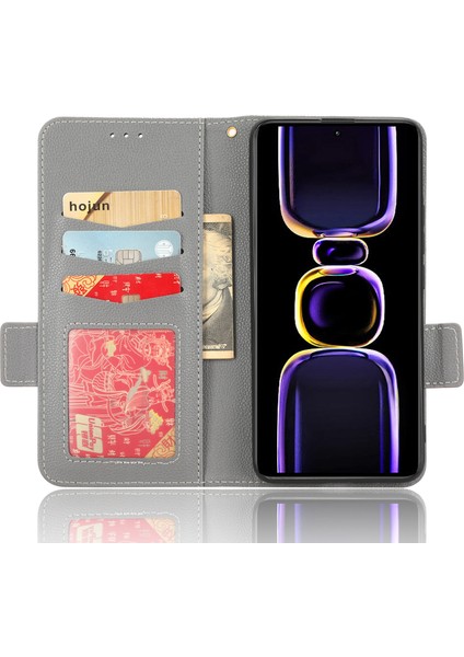 Xiaomi Redmi Için Poco F5 Pro 5g/redmi K60 Pro 5G/K60 5G/K60 Şampiyon Edition Şok Geçirmez Telefon Kasası Stand Cüzdan Litchi Doku Pu Deri Kapak Grey (Yurt Dışından) fırsatları