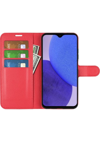 Xiaomi Için Redmi A1+ 4g/a2+ 4g/poco C50 4g Litchi Doku Folio Flip Telefon Kapağı Standı Cüzdan Pu Deri+ Tpu Kasa-Kırmızı (Yurt Dışından) fiyatları