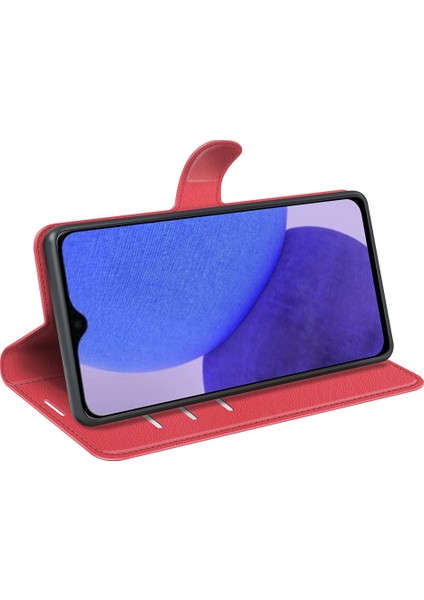 Xiaomi Için Redmi A1+ 4g/a2+ 4g/poco C50 4g Litchi Doku Folio Flip Telefon Kapağı Standı Cüzdan Pu Deri+ Tpu Kasa-Kırmızı (Yurt Dışından) modelleri