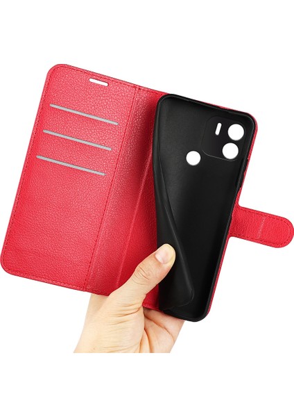 Xiaomi Için Redmi A1+ 4g/a2+ 4g/poco C50 4g Litchi Doku Folio Flip Telefon Kapağı Standı Cüzdan Pu Deri+ Tpu Kasa-Kırmızı (Yurt Dışından) fırsatları