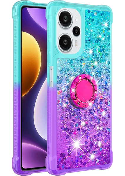 Xiaomi Redmi Için Note 12 Turbo/poco F5 5g Sıvı Sequins Telefon Kılıfı Kickstand Gradient Tpu Kapak Sky Mavi+Mor (Yurt Dışından) modelleri