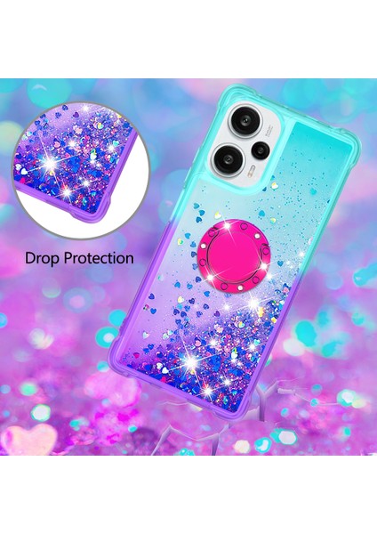 Xiaomi Redmi Için Note 12 Turbo/poco F5 5g Sıvı Sequins Telefon Kılıfı Kickstand Gradient Tpu Kapak Sky Mavi+Mor (Yurt Dışından) indirimleri