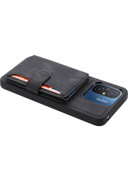 Xiaomi Redmi 12C 4g Deri Kaplamalı Tpu Kickstand Telefon Kasası Rfıd Engelleme Cüzdan Anti-Drop Cover-Black (Yurt Dışından) indirimleri