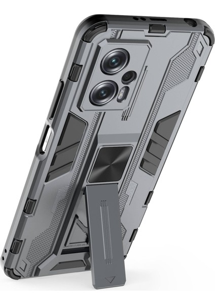 Xiaomi Redmi Için Not 11T Pro 5g/not 11T Pro+ 5g/not 12T Pro 5g/poco X4 Gt 5g/redmı K50I 5g Kickstand Telefon Kılıfı Sert Pc Yumuşak Tpu Şok Geçirmez Damla Koruma Kapağı Grey (Yurt Dışından)