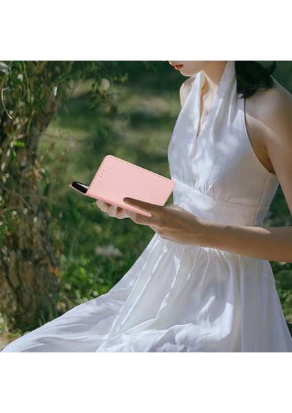 Xiaomi Için Redmi Not 12 4g Pu Deri Cüzdan Stand Kılıf Ipek Dokusu Koruyucu Telefon Kapak Çizgi Altın (Yurt Dışından)