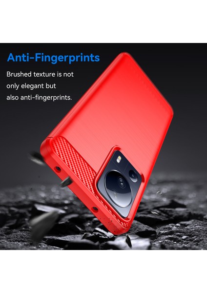 Xiaomi Için 13 Lite/civi 2 5g Karbon Fiber Doku Tpu Koruyucu Telefon Kapağı Yumru Dövüşlü Fırçalanmış Cep Telefonu Kasa-Kırmızı (Yurt Dışından) modelleri