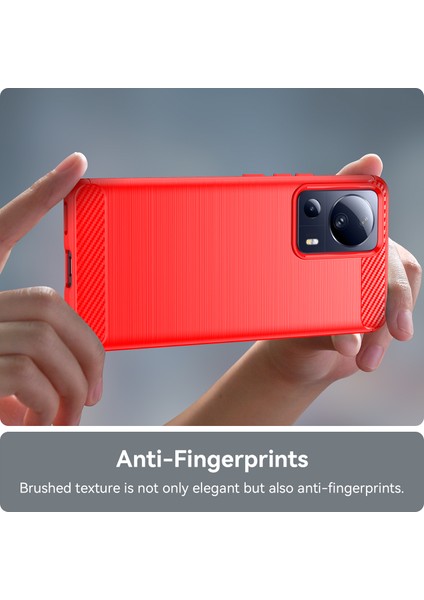 Xiaomi Için 13 Lite/civi 2 5g Karbon Fiber Doku Tpu Koruyucu Telefon Kapağı Yumru Dövüşlü Fırçalanmış Cep Telefonu Kasa-Kırmızı (Yurt Dışından) indirimleri