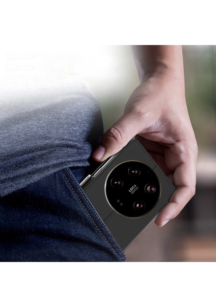 Xiaomi Için 13 Ultra Flip Cep Telefonu Kapağı Manyetik Pu Deri Katlama Stand Kartı Yuvası Telefon Kılıfı Ayna Black (Yurt Dışından) modelleri