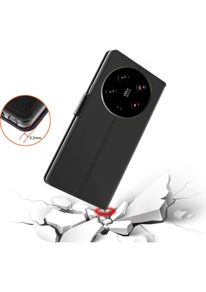 Xiaomi Için 13 Ultra Flip Cep Telefonu Kapağı Manyetik Pu Deri Katlama Stand Kartı Yuvası Telefon Kılıfı Ayna Black (Yurt Dışından) indirimleri