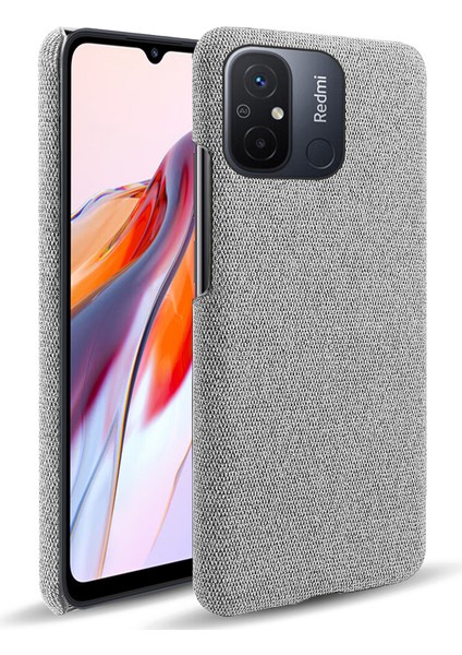 Xiaomi Redmi Için Cep Telefonu Kılıfı 12C 4g Düz Renk Kıç Çizgiye Karşı Koşu Sert Pc+Bez Telefon Geri Kapak Işık Gri (Yurt Dışından)