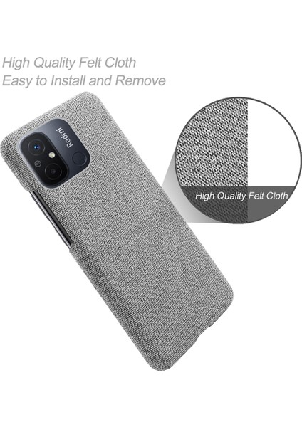 Xiaomi Redmi Için Cep Telefonu Kılıfı 12C 4g Düz Renk Kıç Çizgiye Karşı Koşu Sert Pc+Bez Telefon Geri Kapak Işık Gri (Yurt Dışından) modelleri
