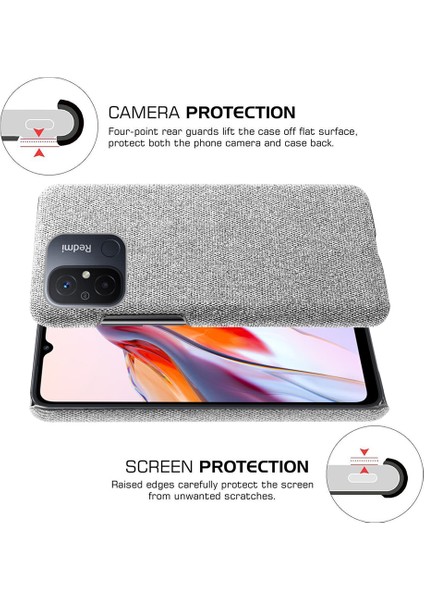 Xiaomi Redmi Için Cep Telefonu Kılıfı 12C 4g Düz Renk Kıç Çizgiye Karşı Koşu Sert Pc+Bez Telefon Geri Kapak Işık Gri (Yurt Dışından) fırsatları