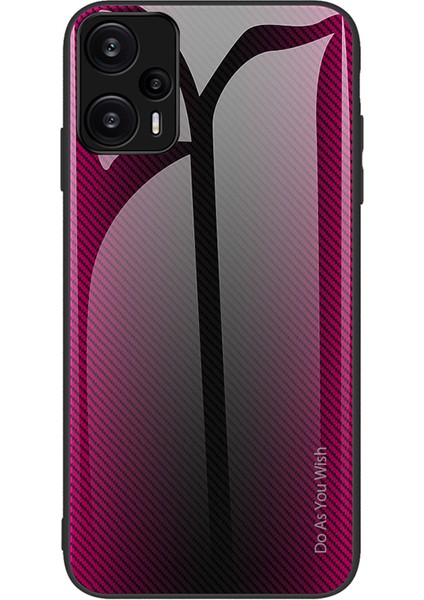Xiaomi Için Redmi Note 12 Turbo/poco F5 5g Karbon Fiber Doku Kabuk Kapağı Temperli Cam Geri+Yumuşak Tpu Telefon Kılıfı (Yurt Dışından)