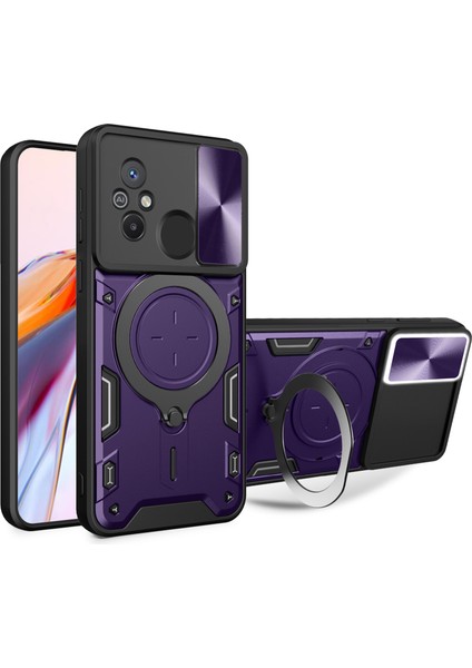 Xiaomi Redmi Için 12C 4G/11A 4g Slayt Kamera Kapağı Pc+Tpu Kapak Ring Kickstand Anti-Drop Telefon Vaka-Doğru (Yurt Dışından)