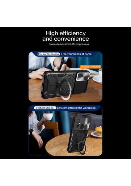 Xiaomi Redmi Için 12C 4G/11A 4g Slayt Kamera Kapağı Pc+Tpu Kapak Ring Kickstand Anti-Drop Telefon Vaka-Doğru (Yurt Dışından) indirimleri