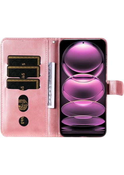 Buzağı Dokusu Xiaomi Redmi Için Telefon Kılıfı Not 12 Pro 5g /not 12 Pro Speed ​​5g /poco X5 Pro 5g, Pu Deri Fermuar Cep Flip Cüzdan Kapağı Stand-Pink ile (Yurt Dışından) modelleri