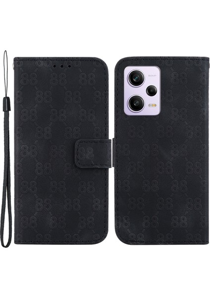 Xiaomi Poco X5 Pro 5g/redmi Için Note 12 Pro Speed ​​5g/note 12 Pro 5g Çift 8 Şekilli Baskı Kapağı Kapağı Deri Deri Stand Telefon Kılıfı Black (Yurt Dışından)