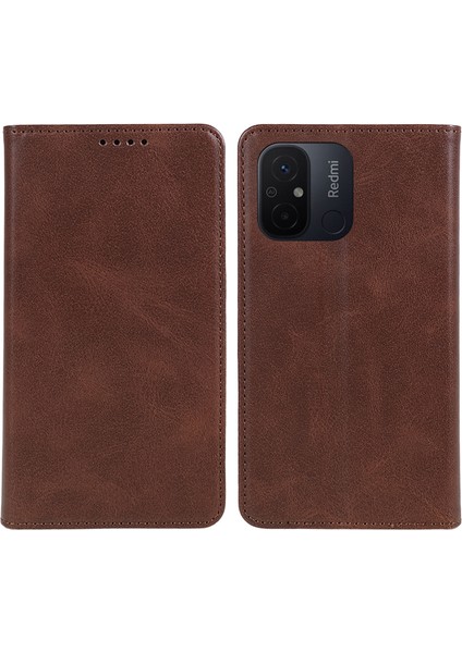 Xiaomi Redmi Için 12C 4g Pu Deri Cüzdan Kapağı Buzağı Doku Katlama Stand Telefon Kılıf (Yurt Dışından)