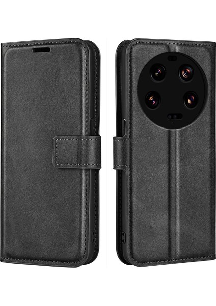 Xiaomi Için 13 Ultra Kare Manyetik Kapatma Buzağı Dokusu Stand Cüzdan Pu Deri Telefon Kılıf (Yurt Dışından)