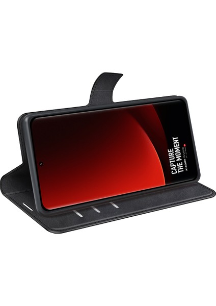 Xiaomi Için 13 Ultra Kare Manyetik Kapatma Buzağı Dokusu Stand Cüzdan Pu Deri Telefon Kılıf (Yurt Dışından) modelleri