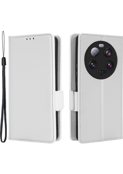 Xiaomi Için 13 Ultra Anti-Drop Telefon Kılıfı Litchi Doku Standı Pu Deri Cüzdan Telefon Flip Kapak-Beyaz (Yurt Dışından)