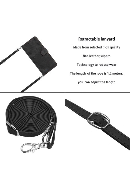 Xiaomi Için 13 Ultra Pu Deri Telefon Stand Kılıfı Cüzdan Çizgileri Omuz Kayışı Black ile Baskılı Kapak (Yurt Dışından) fiyatları