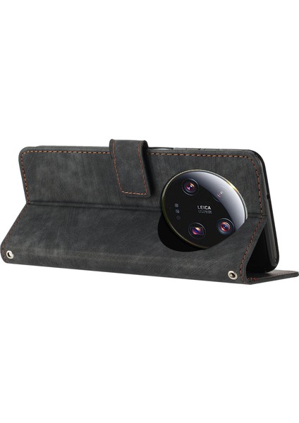 Xiaomi Için 13 Ultra Pu Deri Telefon Stand Kılıfı Cüzdan Çizgileri Omuz Kayışı Black ile Baskılı Kapak (Yurt Dışından) indirimleri