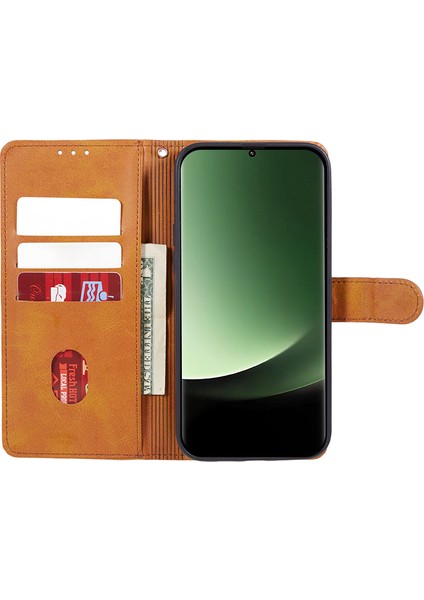 Xiaomi 13 Ultra Pu Deri Telefon Kılıf Buzağı Doku Cüzdan Stand Koruyucu Kapak-Khaki (Yurt Dışından) fırsatları