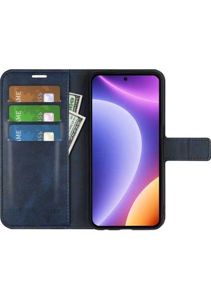Xiaomi Için Redmi Note 12 Turbo/poco F5 5g Buzağı Doku Standı Cüzdan Kare Manyetik Kapatma Pu Deri Telefon Kılıf Mavisi (Yurt Dışından) fiyatları