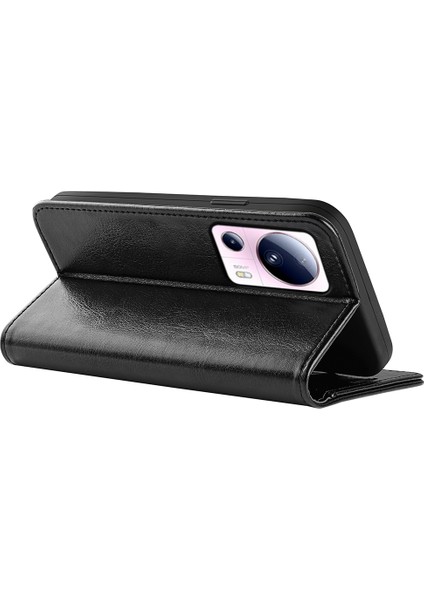 Xiaomi Için Flip Cover 13 Lite/civi 2 5g Pu Deri Cüzdan Çılgın At Doku Stand Telefon Kılıfı Black (Yurt Dışından) fırsatları
