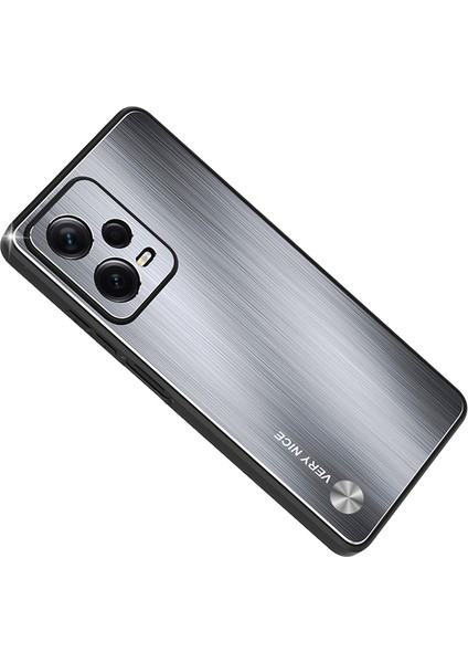 Xiaomi Redmi Için Note 12 Pro 5g Tpu Çerçeve Telefon Kılıfı Fırçalanmış Alüminyum Alaşım Arka Kapak Silver (Yurt Dışından)