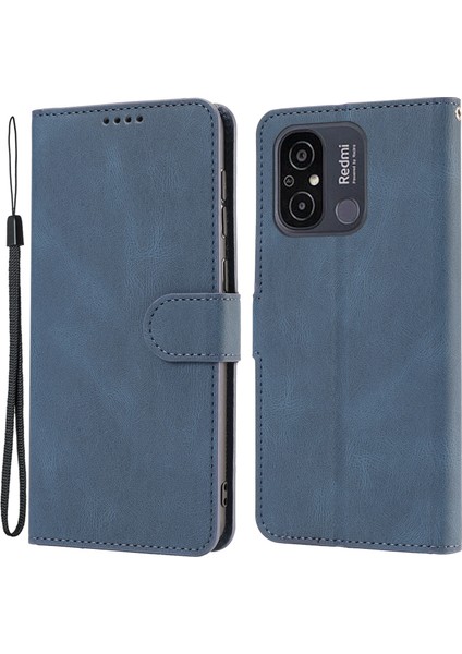 Xiaomi Redmi 12C 4g/poco C55 4g Pu Deri Telefon Kılıfı Kayış Mavisi ile Stand Cüzdan Kapağı (Yurt Dışından)