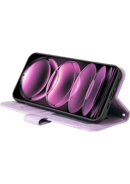 Xiaomi Redmi Için Note 12 Pro 5g /note 12 Pro Hız 5g /poco X5 Pro 5g Ağaç Desen Metal Desen Pu Deri Telefon Kılıf Hatları Baskılı Cilt Touch Flip Stand Cüzdan Kapağı Strap-Purple ile (Yurt Dışından) fırsatları