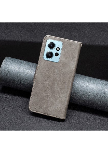 Xiaomi Için Cüzdan Kabuğu Redmi Not 12 4g Düz Renk Şok Geçirmez Stand Örneği Dokulu Pu Deri Telefon Kapak-Grey (Yurt Dışından) indirimleri