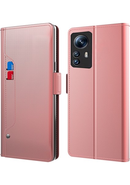 Xiaomi Için Redmi Not 12S 4g Pu Deri Stand Kılıf Kart Kartı Yuva Telefon Kapağı Ayna Işlevi Golü Altın (Yurt Dışından)