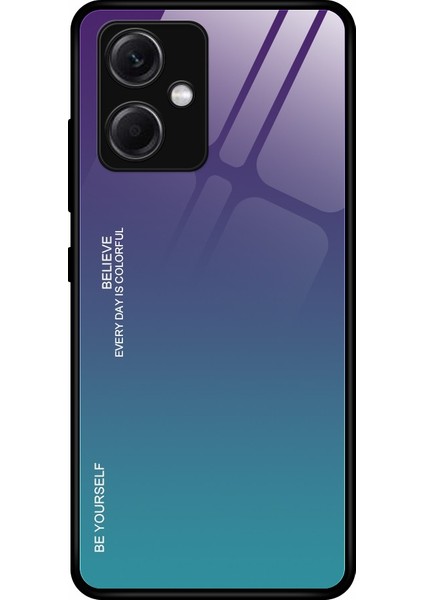 Xiaomi Redmi Için Note 12 5g (Hindistan) / Poco X5 5g Gradyan Renk Anti-Drop Telefon Kılıfı Temperlenmiş Cam Sert Pc Yumuşak Tpu Çizilmeye Dirençli Arka Kapak-Mor / Mavi (Yurt Dışından)