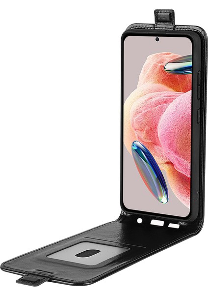 Xiaomi Için Redmi Not 12 4g Dikey Flip Telefon Kılıfı Çılgın At Doku Kartı Tutucu Pu Deri Koruyucu Kapak Black (Yurt Dışından) fiyatları