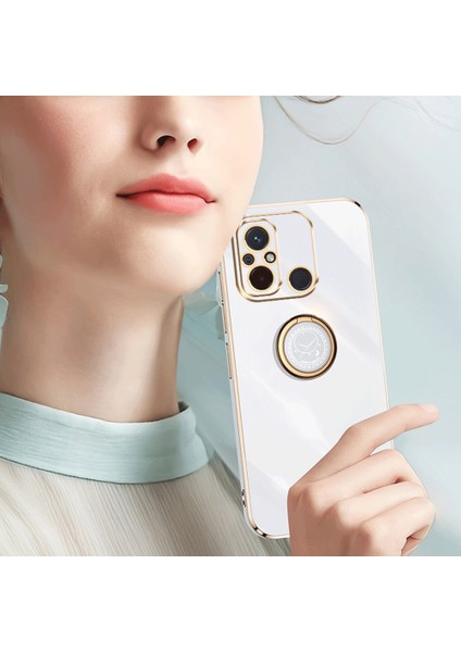 Xiaomi Redmi Için Xinli 12C 4g Yüzük Kickstand Telefon Koruyucu Kasa Elektrokaplama Altın Kenar Tpu Arka Kapak-Beyaz (Yurt Dışından) fırsatları