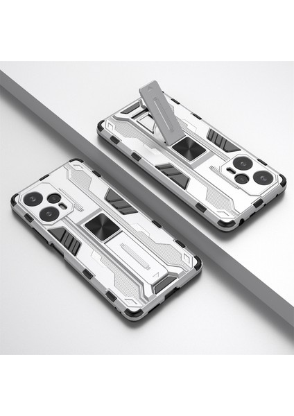 Xiaomi Redmi Için Note 12 Turbo/poco F5 5g Kickstand Anti-Drop Telefon Kapağı Sabit Pc Yumuşak Tpu Case-Silver (Yurt Dışından) fırsatları
