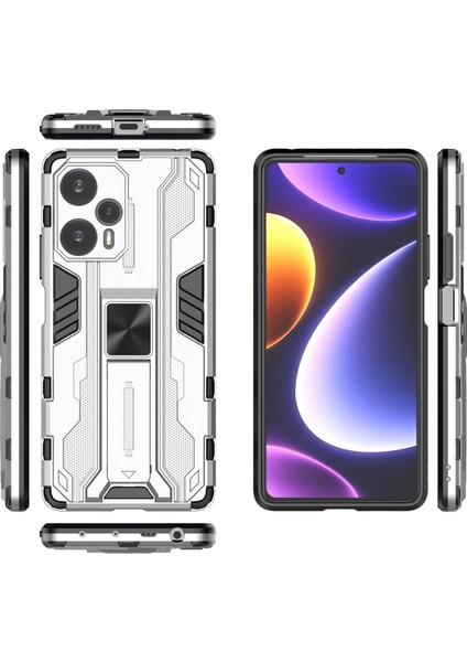 Xiaomi Redmi Için Note 12 Turbo/poco F5 5g Kickstand Anti-Drop Telefon Kapağı Sabit Pc Yumuşak Tpu Case-Silver (Yurt Dışından) indirimleri