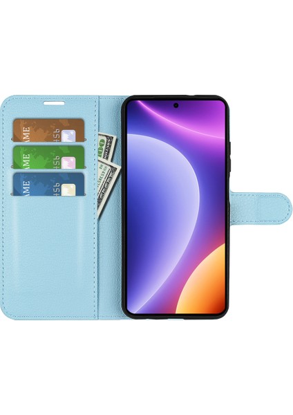 Xiaomi Redmi Için Stand Kılıfı Not 12 Turbo/poco F5 5g Pu Deri Litchi Doku Cüzdan Telefon Kapak Mavisi (Yurt Dışından)