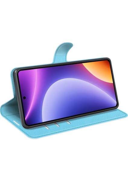 Xiaomi Redmi Için Stand Kılıfı Not 12 Turbo/poco F5 5g Pu Deri Litchi Doku Cüzdan Telefon Kapak Mavisi (Yurt Dışından)