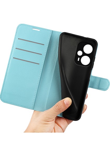 Xiaomi Redmi Için Stand Kılıfı Not 12 Turbo/poco F5 5g Pu Deri Litchi Doku Cüzdan Telefon Kapak Mavisi (Yurt Dışından)