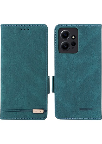 Xiaomi Için Redmi Not 12 4g Donanım Dekoru Cüzdan Standı Kapak Anti-Çizelge Manyetik Pu Deri Derecik Anti-Drop Case-Mavi (Yurt Dışından)